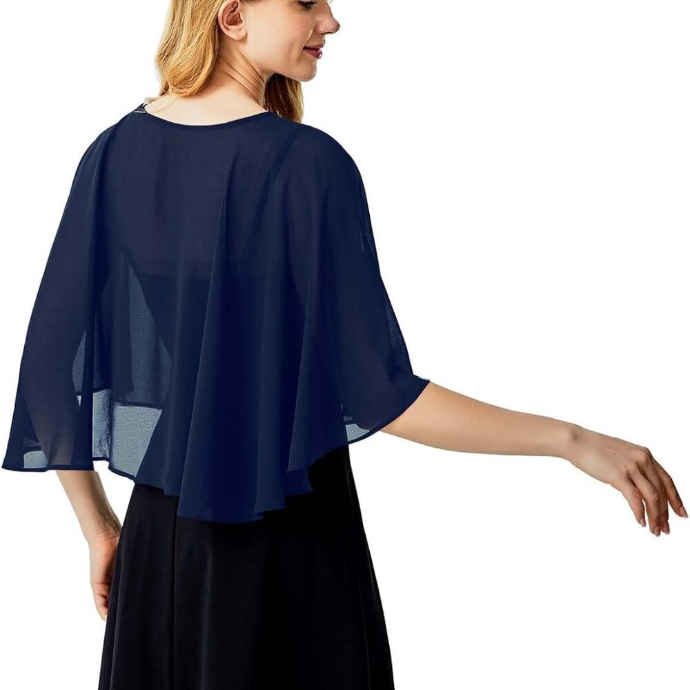 Chiffon Capelet Women's Soft Shawls and Wraps for Evening Dresses, Wedding Forma - Picture 2 of 5